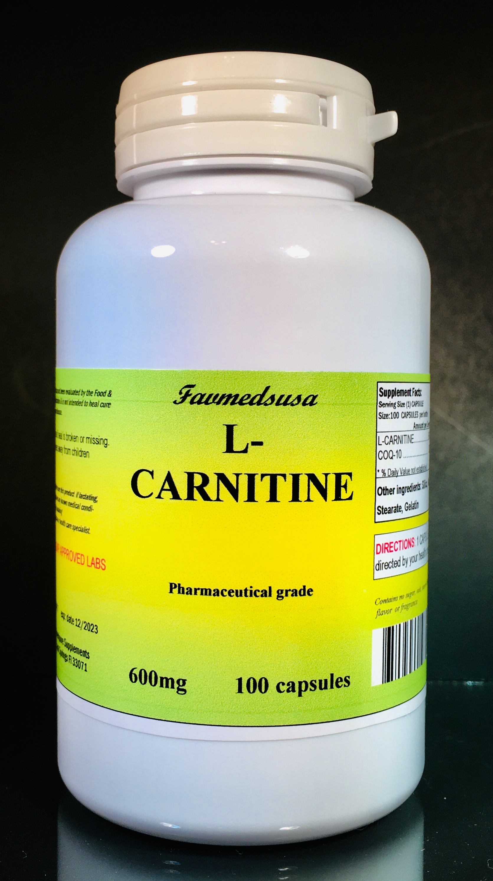 L-Carnitine 600mg + Coq-10 - 100 capsules